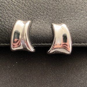 Trifari Solid Silver-tone Clip Earrings